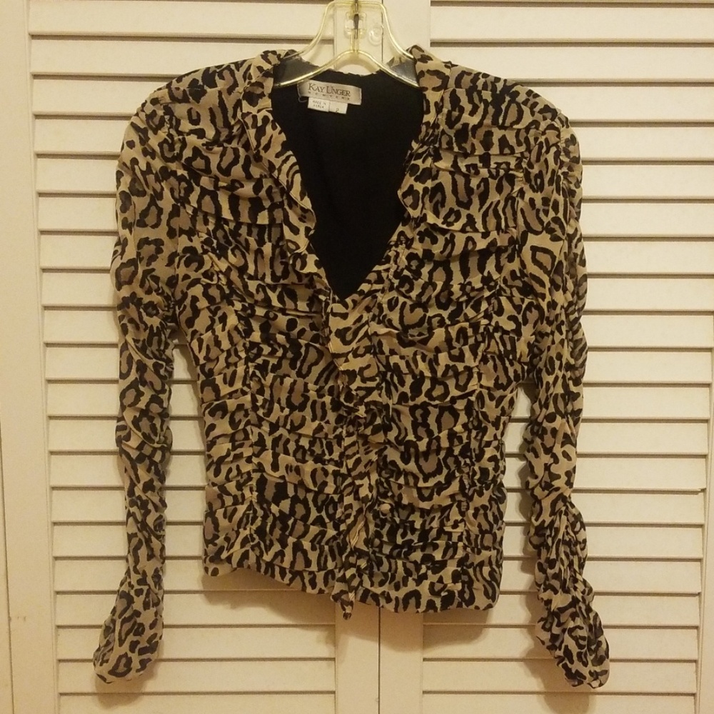 Kay Unger long sleeves silk blouse size 2